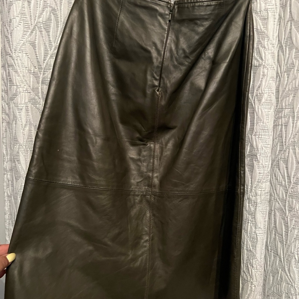 Old Navy Hunter Green A-Line Leather Skirt